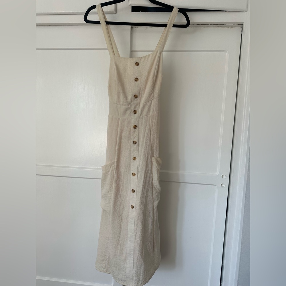 Modern Citizen White Apron Button-Down Dress, M